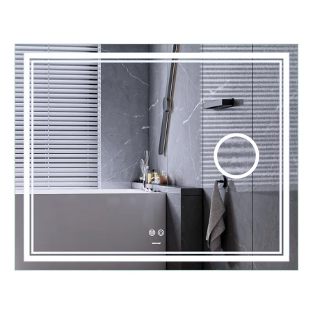 Дзеркало QUADRO MR20-1000x800 з Led Touch, Anti-fog, димером, регулятором яскравості, лінзою (MP6623)
